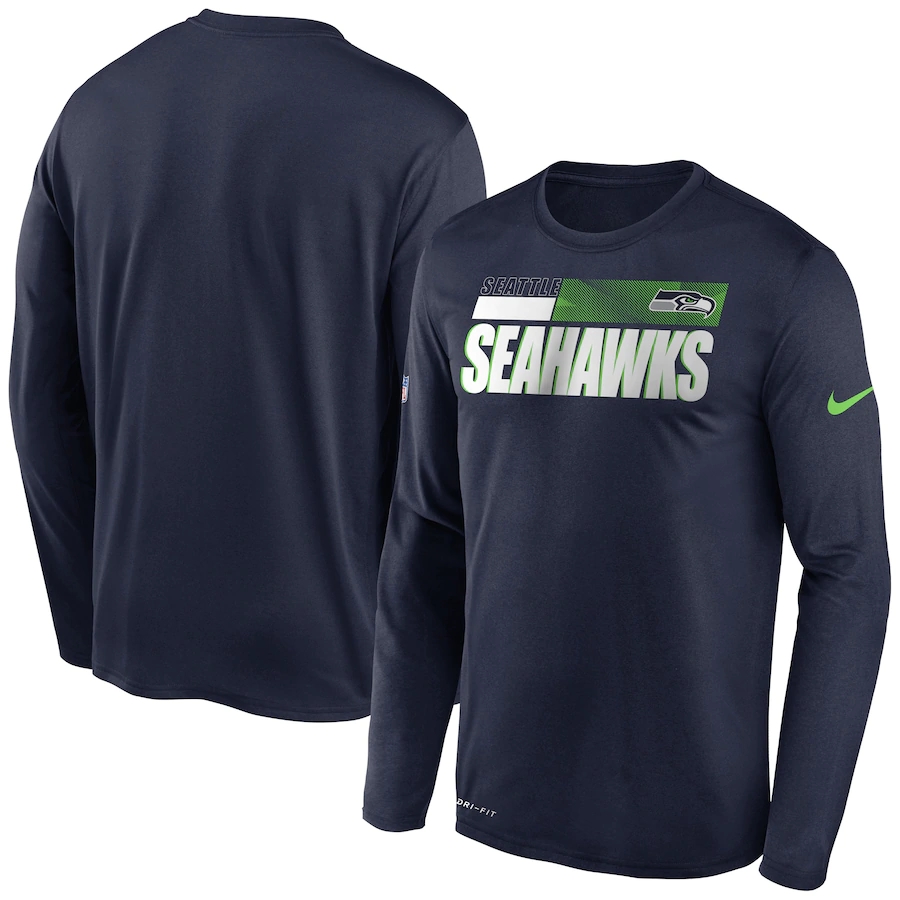 Men's Seattle Seahawks 2020 Navy Sideline Impact Legend Performance Long Sleeve T-Shirt